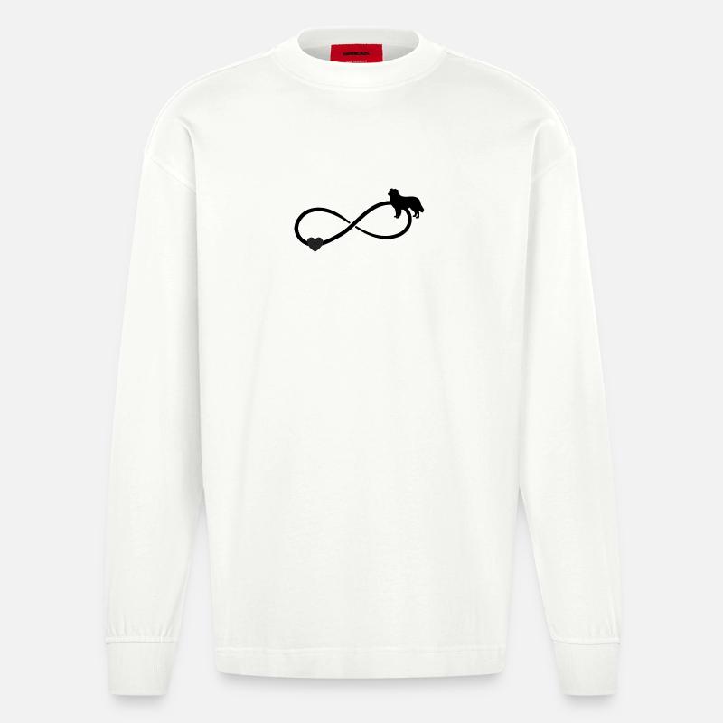 Australian Sheperd Herz Unendlichkeit  - Heavyweight Oversized Organic Langarmshirt Made in EU - OFF WHITE