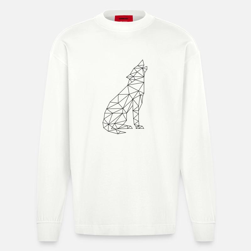 Wolfsruf Wolf Kontur Silhouette - Heavyweight Oversized Organic Langarmshirt Made in EU - OFF WHITE