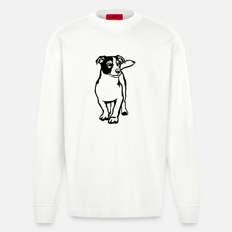 Jack Russell Terrier - Heavyweight Oversized Organic Langarmshirt Made in EU - OFF WHITE