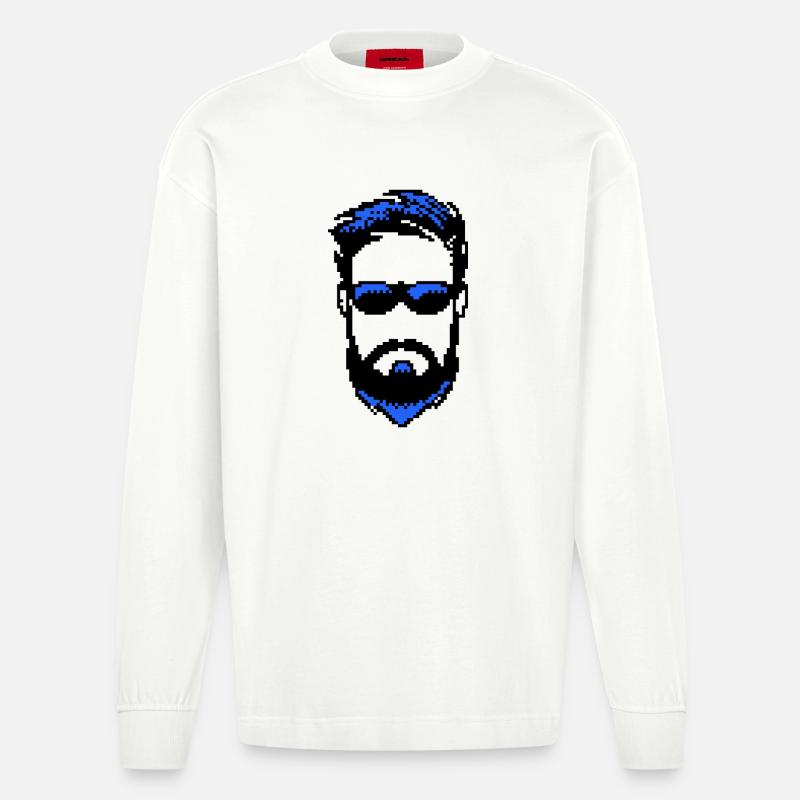 Bartträger Männlichkeit Bart ziegenbart - Heavyweight Oversized Organic Langarmshirt Made in EU - OFF WHITE