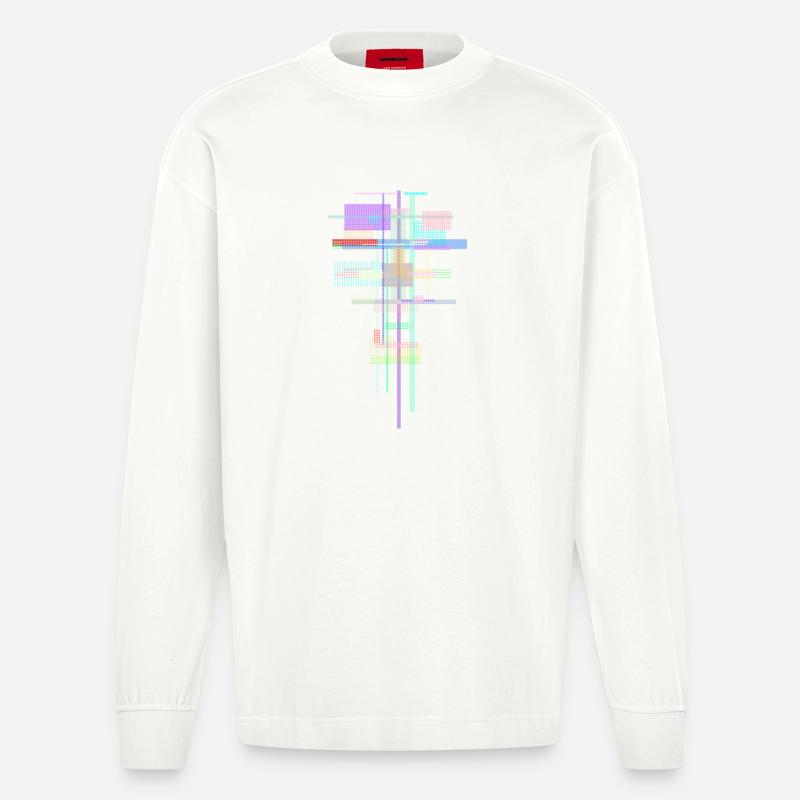 Pattern Abstract - Space Architecture - Heavyweight Oversized Organic Longsleeve Shirt Made in EU - OFF WHITE