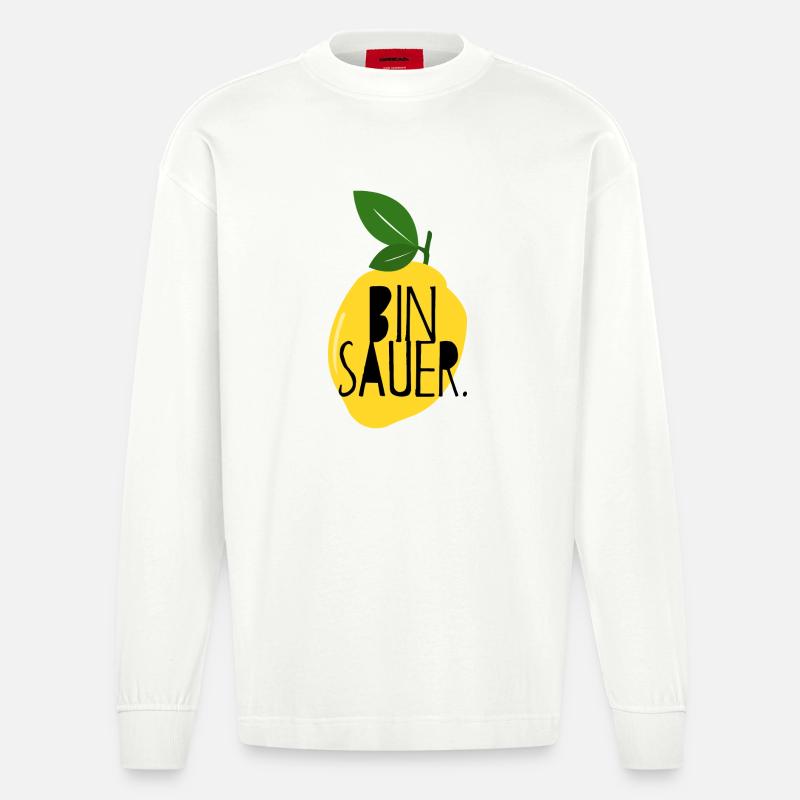 Bin sauer - Zitrone - Schlechte Laune - Statement - Heavyweight Oversized Organic Langarmshirt Made in EU - OFF WHITE
