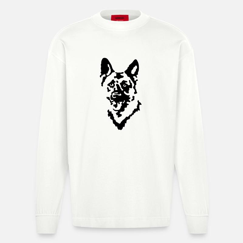 Schäferhund - Heavyweight Oversized Organic Langarmshirt Made in EU - OFF WHITE