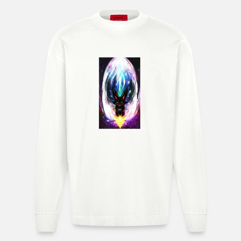Lightning Wolf - Heavyweight Oversized Organic Longsleeve Shirt Made in EU - OFF WHITE