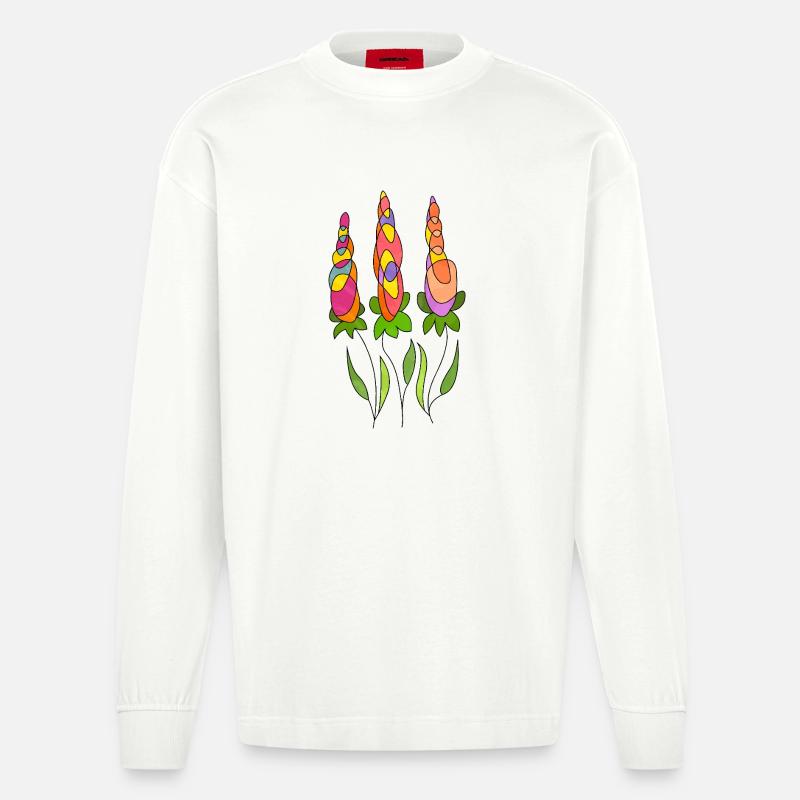 Blumen - Heavyweight Oversized Organic Langarmshirt Made in EU - OFF WHITE