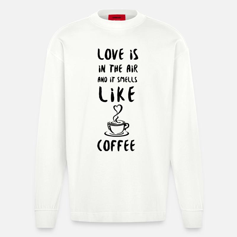 Kaffee-Liebe - Heavyweight Oversized Organic Langarmshirt Made in EU - OFF WHITE