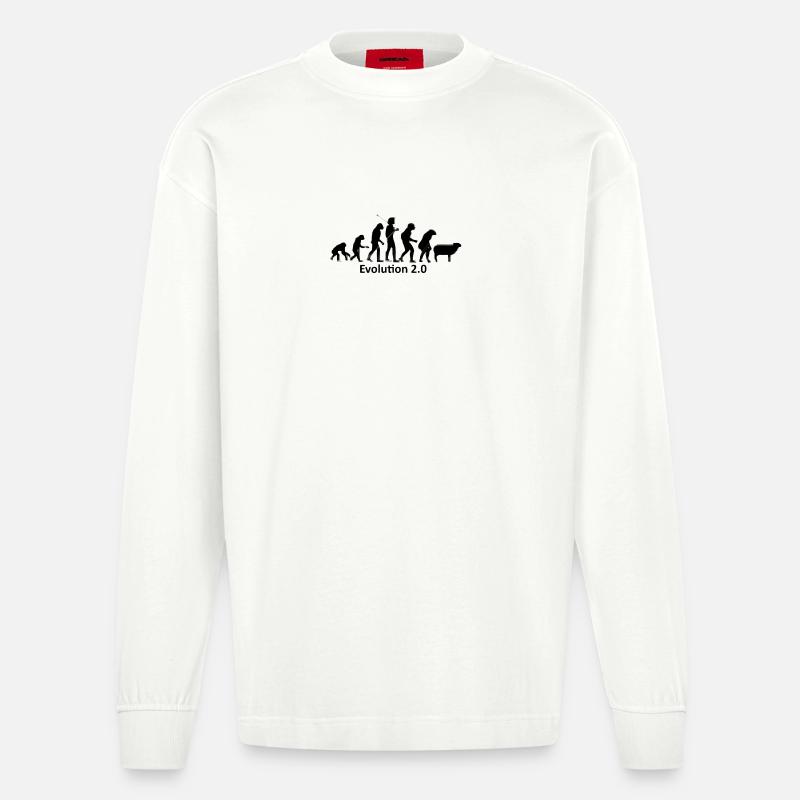 Evolution des Menschen in Silhouette - Heavyweight Oversized Organic Langarmshirt Made in EU - OFF WHITE