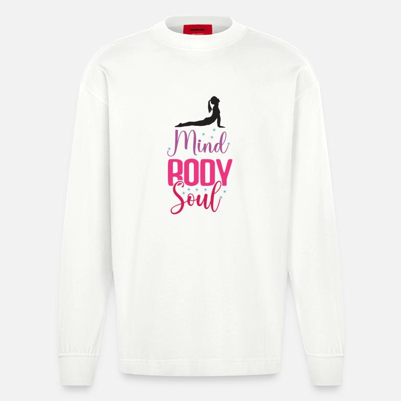 Yoga – Geist, Körper, Seele - Heavyweight Oversized Organic Langarmshirt Made in EU - OFF WHITE