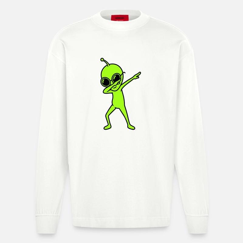 Alien Dab - Heavyweight Oversized Organic Langarmshirt Made in EU - OFF WHITE