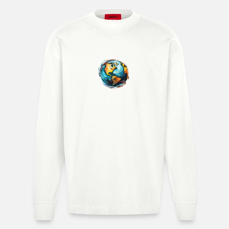 Globus in Bewegung - Heavyweight Oversized Organic Langarmshirt Made in EU - OFF WHITE