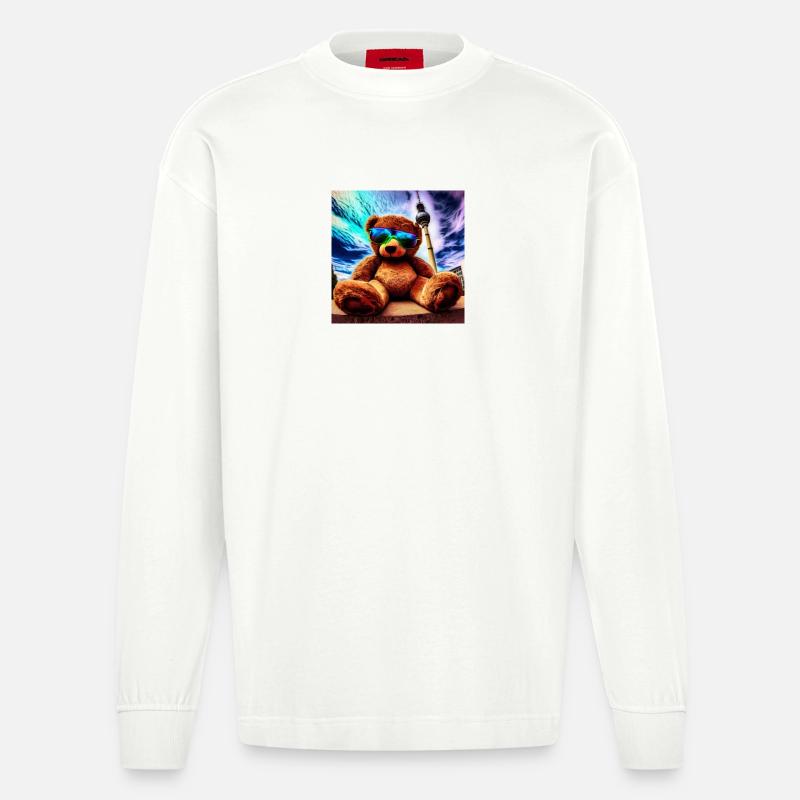 Teddy in Berlin II - Heavyweight Oversized Organic Langarmshirt Made in EU - OFF WHITE
