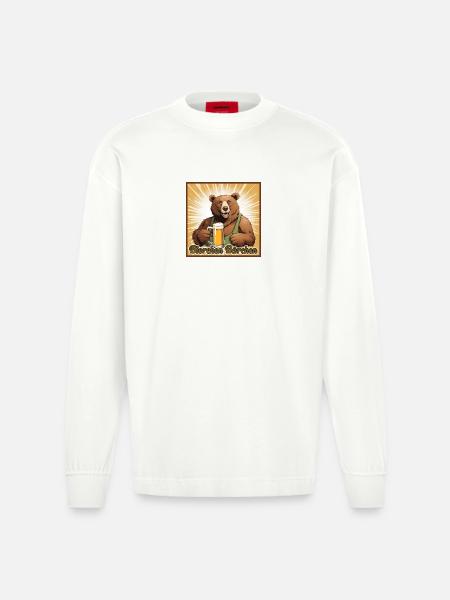 Bierchen Bärchen - Heavyweight Oversized Organic Langarmshirt Made in EU - OFF WHITE