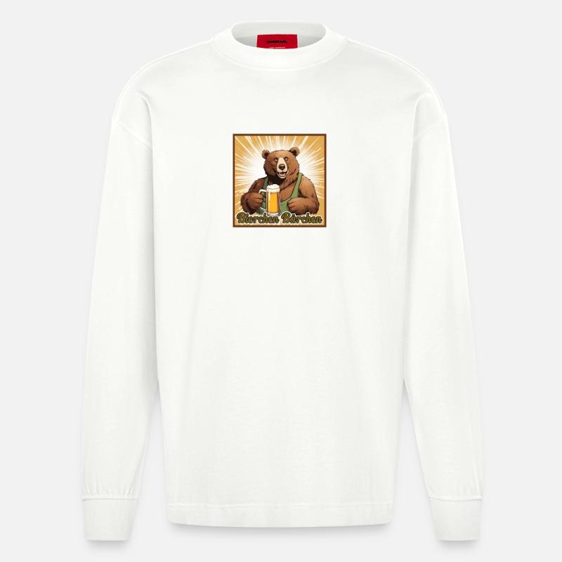 Bierchen Bärchen - Heavyweight Oversized Organic Langarmshirt Made in EU - OFF WHITE