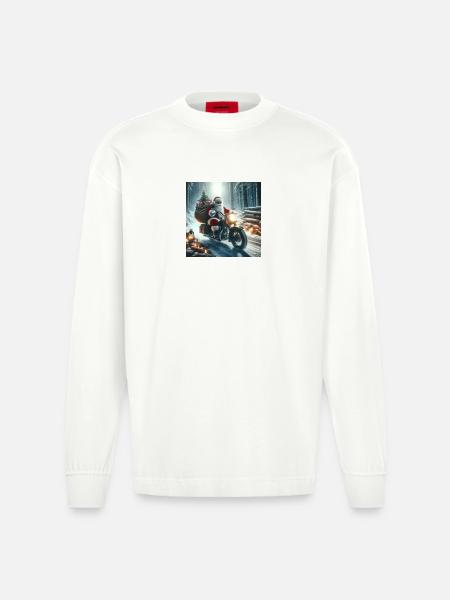 Weihnachts Design 8 - Heavyweight Oversized Organic Langarmshirt Made in EU - OFF WHITE