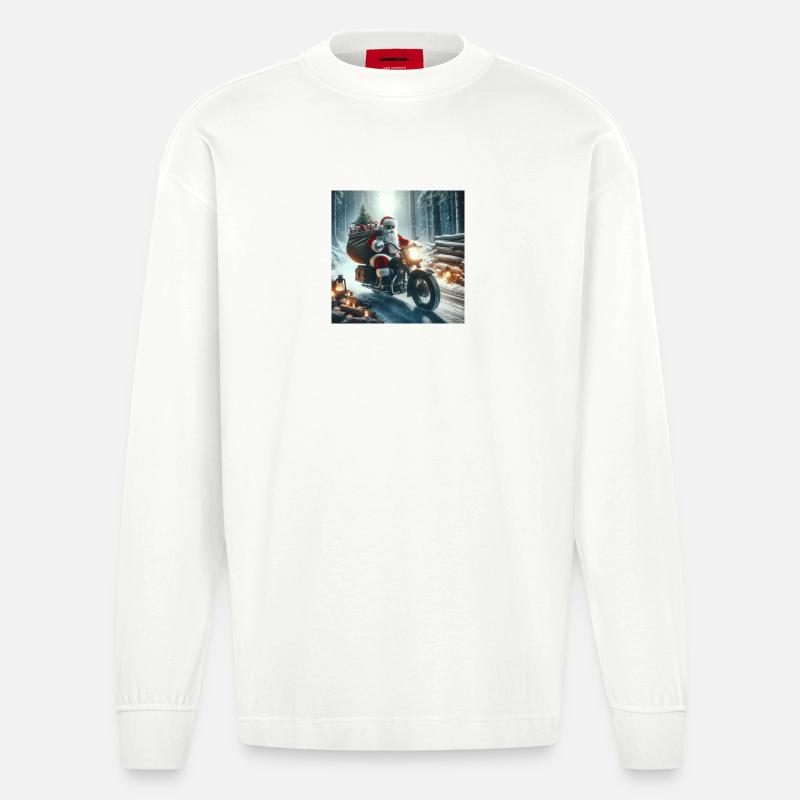 Weihnachts Design 8 - Heavyweight Oversized Organic Langarmshirt Made in EU - OFF WHITE