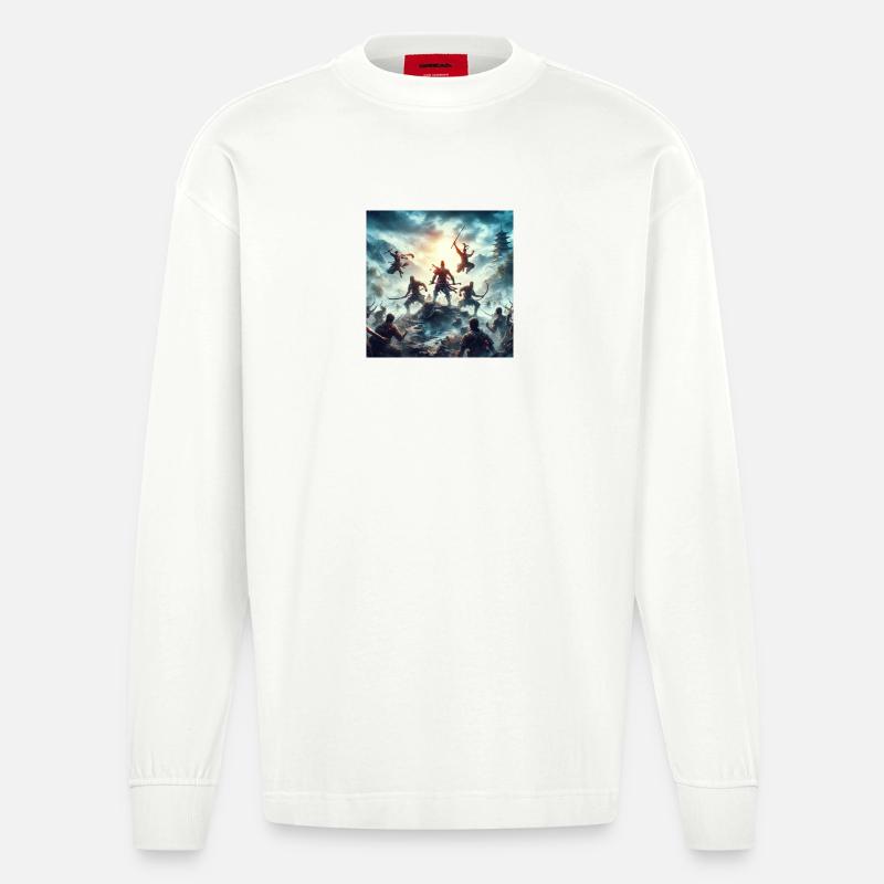 Samurai 1 - Heavyweight Oversized Organic Langarmshirt Made in EU - OFF WHITE