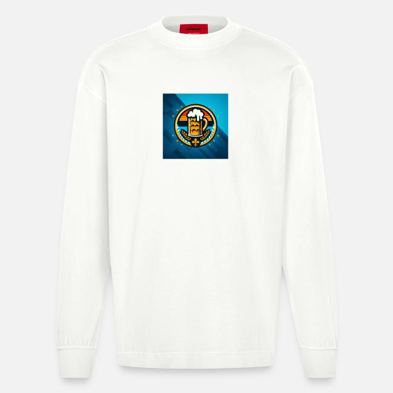Logo de la bière 4 - Manches longues bio épais oversize fabriqué en UE - OFF WHITE