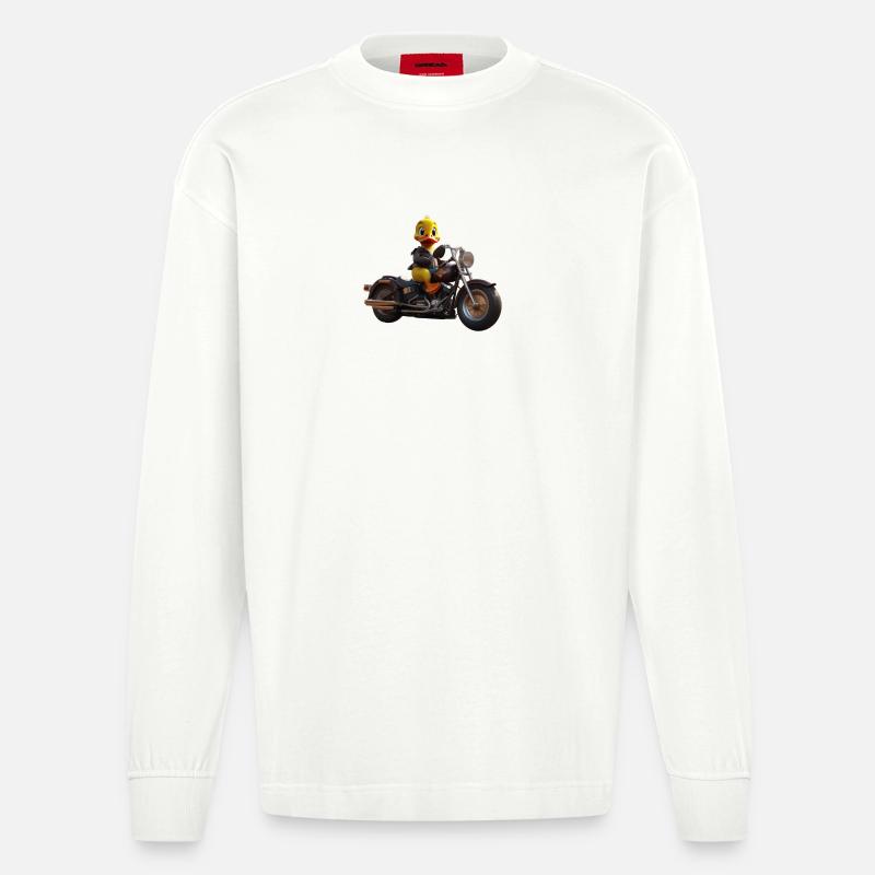 Motorrad Ente - Heavyweight Oversized Organic Langarmshirt Made in EU - OFF WHITE