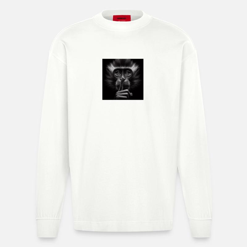 Ein schweigender Affe - Heavyweight Oversized Organic Langarmshirt Made in EU - OFF WHITE