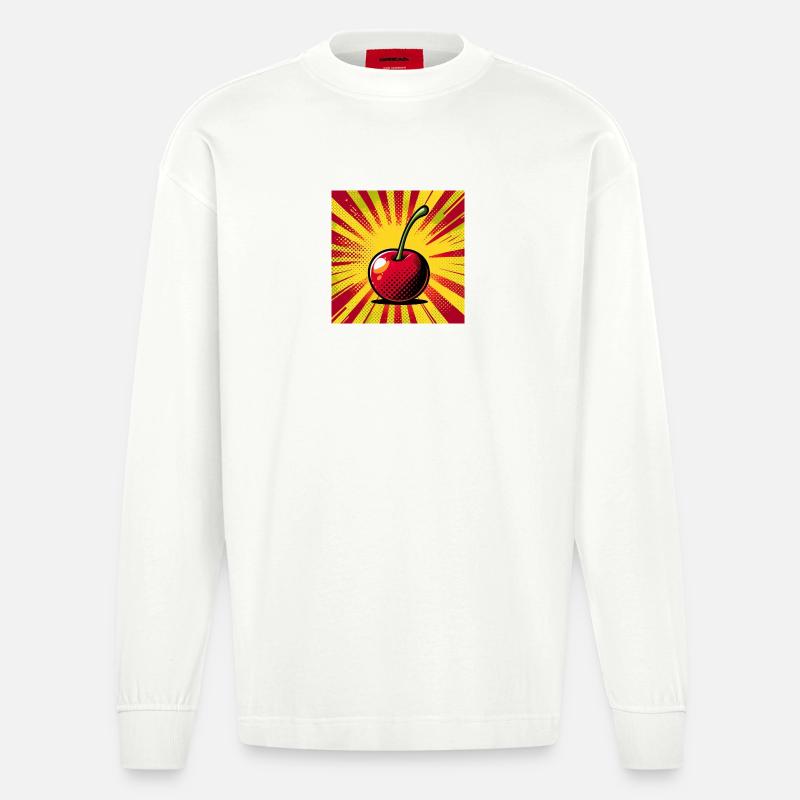 Kirsche 2 - Heavyweight Oversized Organic Langarmshirt Made in EU - OFF WHITE