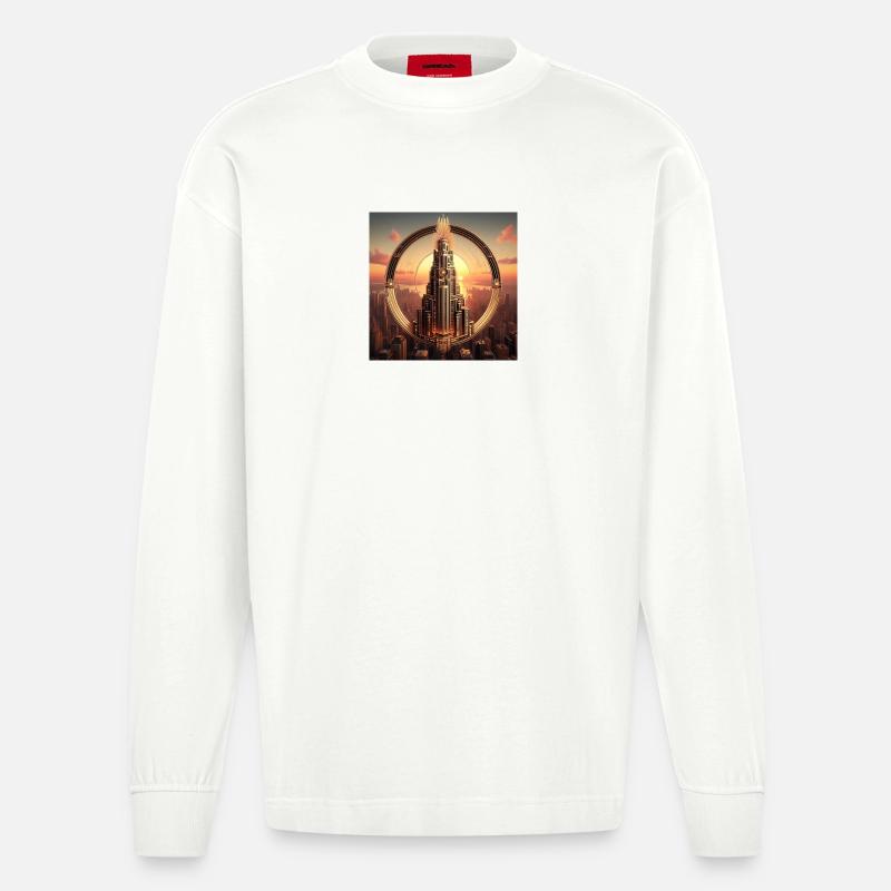 Wolkenkratzer 4 - Heavyweight Oversized Organic Langarmshirt Made in EU - OFF WHITE