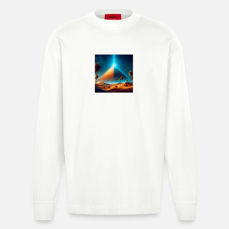 Pyramide 5 - Heavyweight Oversized Organic Langarmshirt Made in EU - OFF WHITE