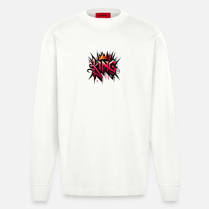 König Graffiti-Krone - Heavyweight Oversized Organic Langarmshirt Made in EU - OFF WHITE