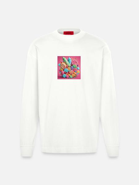 Bunte Bonbons - Heavyweight Oversized Organic Langarmshirt Made in EU - OFF WHITE