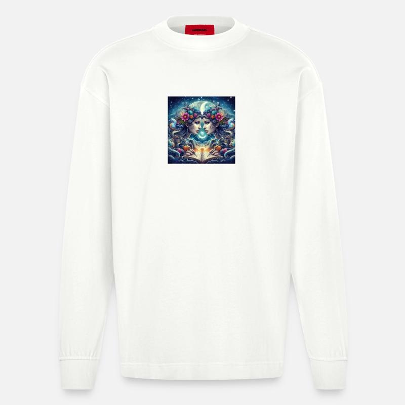 ZWILLINGE -\ Tierkreiszeichen - Heavyweight Oversized Organic Langarmshirt Made in EU - OFF WHITE