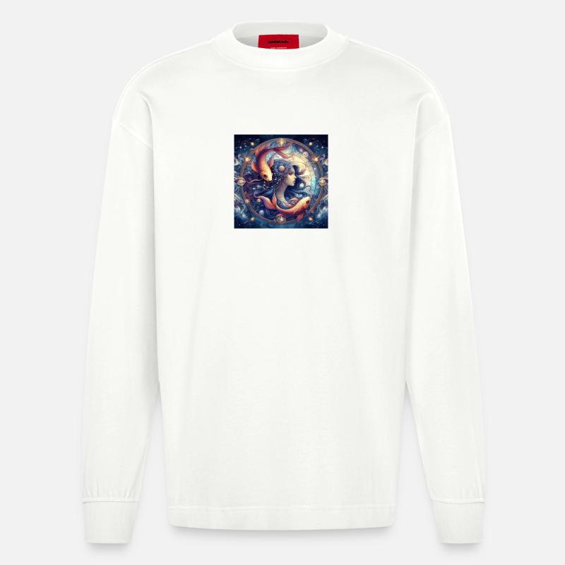 FISCHE \ Sternzeichen - Heavyweight Oversized Organic Langarmshirt Made in EU - OFF WHITE