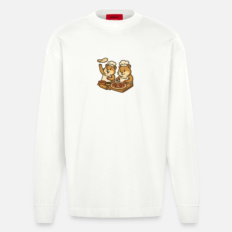Hamster kocht - Heavyweight Oversized Organic Langarmshirt Made in EU - OFF WHITE