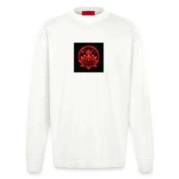 Cosmic Bloom – Spiritual Lotus Mandala Eye - Heavyweight Oversized Organic Longsleeve Shirt Made in EU - OFF WHITE - Front