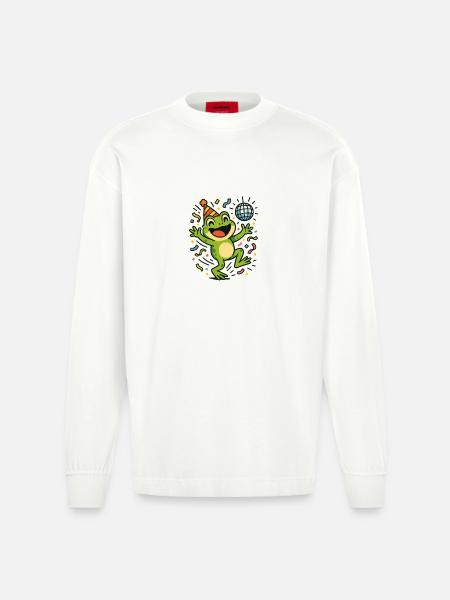 Party Frog - Heavyweight Oversized Organic Longsleeve Shirt Made in EU - OFF WHITE