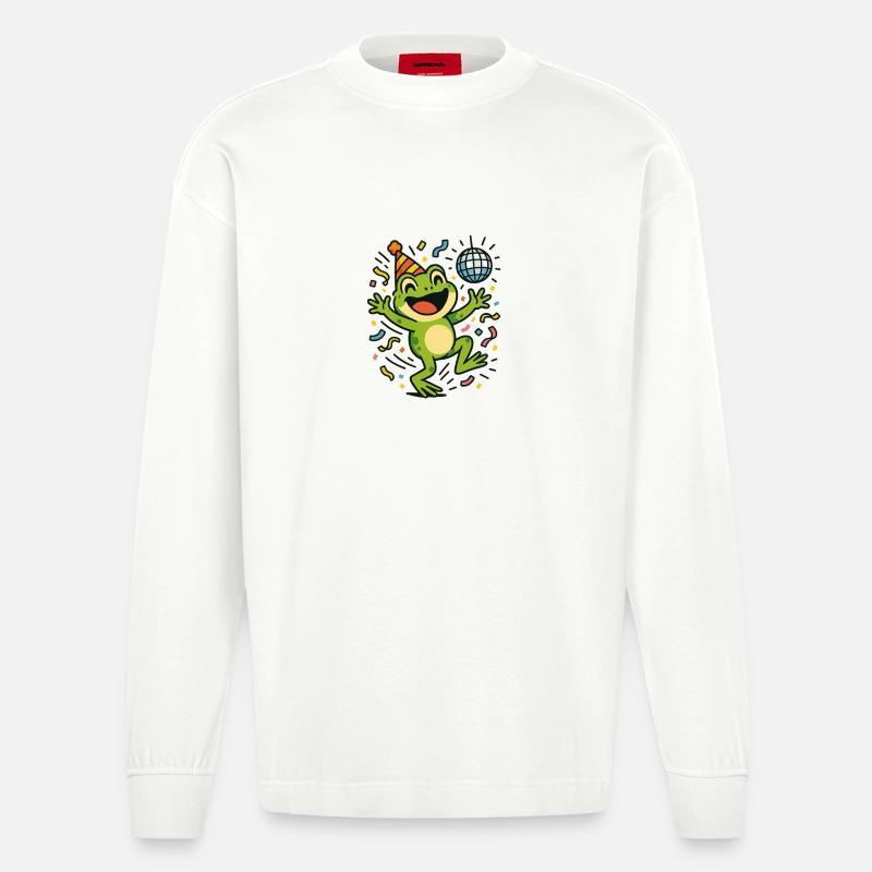 Party Frog - Heavyweight Oversized Organic Longsleeve Shirt Made in EU - OFF WHITE