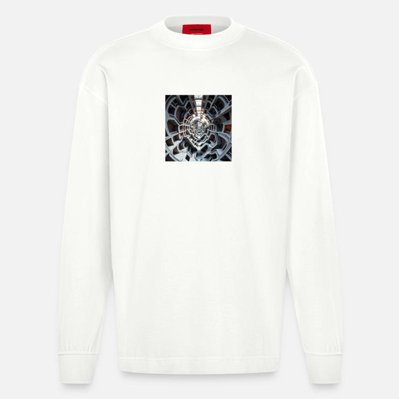 Wendeltreppen-Atrium - Heavyweight Oversized Organic Langarmshirt Made in EU - OFF WHITE