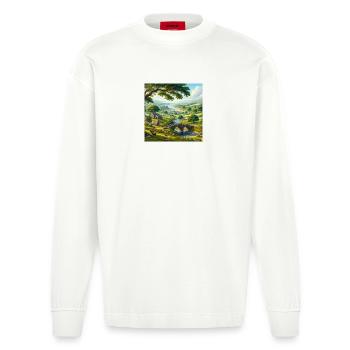 Vivid nature view - Heavyweight Oversized Organic Longsleeve Shirt Made in EU - OFF WHITE - Front