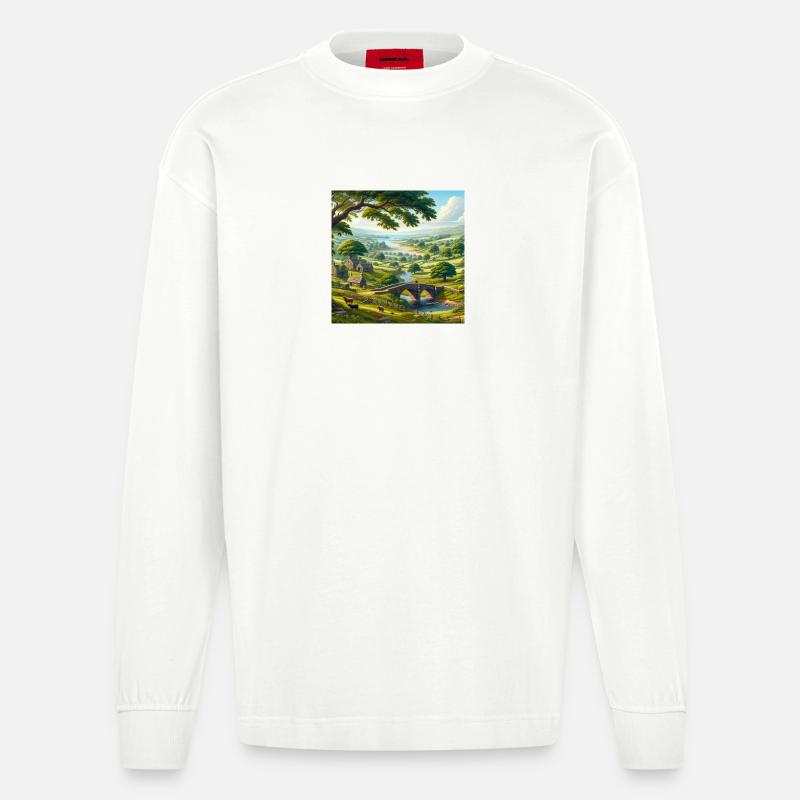 Vue éclatante sur la nature - Manches longues bio épais oversize fabriqué en UE - OFF WHITE