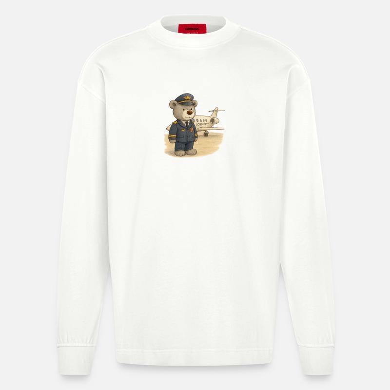 Lord Petzi Pilot - Heavyweight Oversized Organic Langarmshirt Made in EU - OFF WHITE