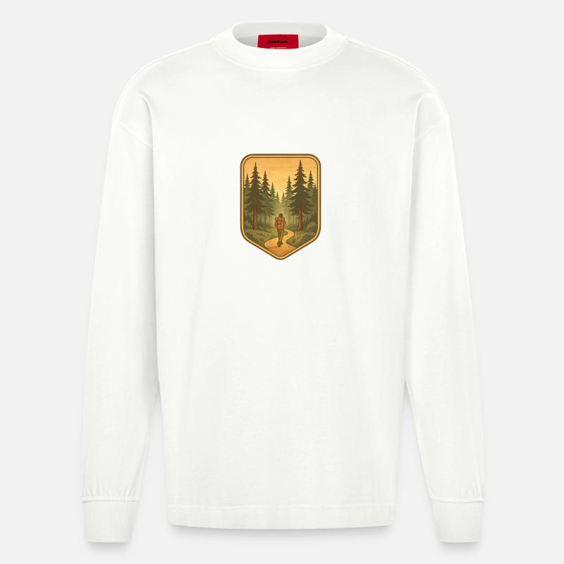In den Wald - Heavyweight Oversized Organic Langarmshirt Made in EU - OFF WHITE