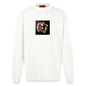 Artistic interaction in the play of colours - Heavyweight Oversized Organic Longsleeve Shirt Made in EU - OFF WHITE - Front