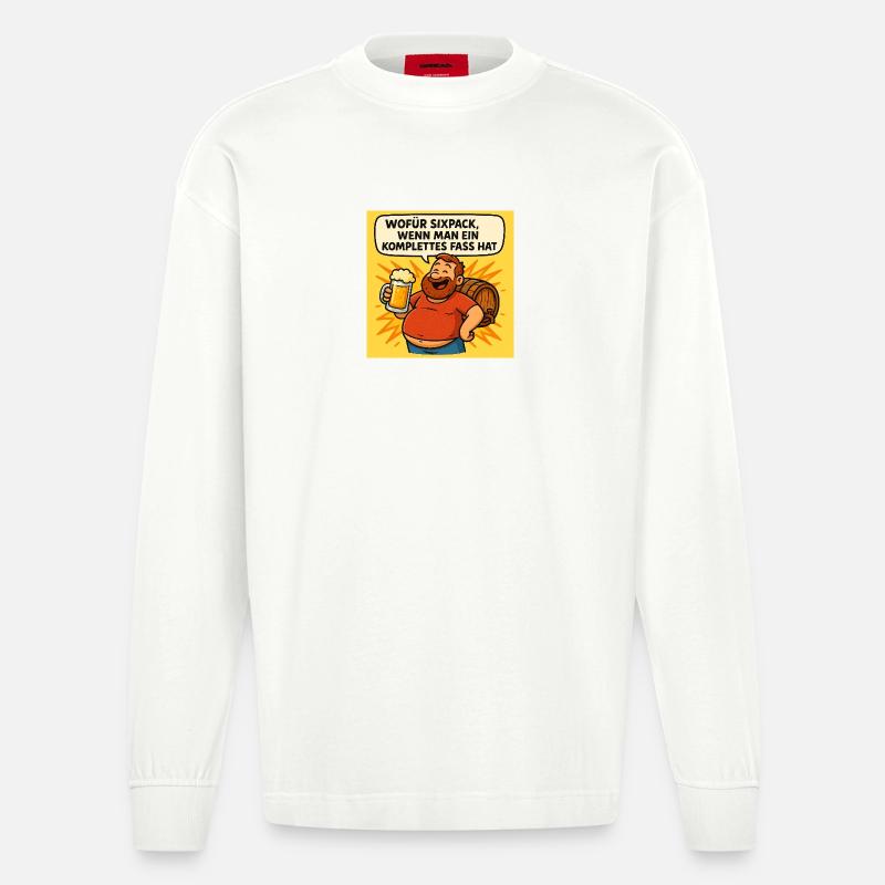 Six Pack oder Fass - Heavyweight Oversized Organic Langarmshirt Made in EU - OFF WHITE