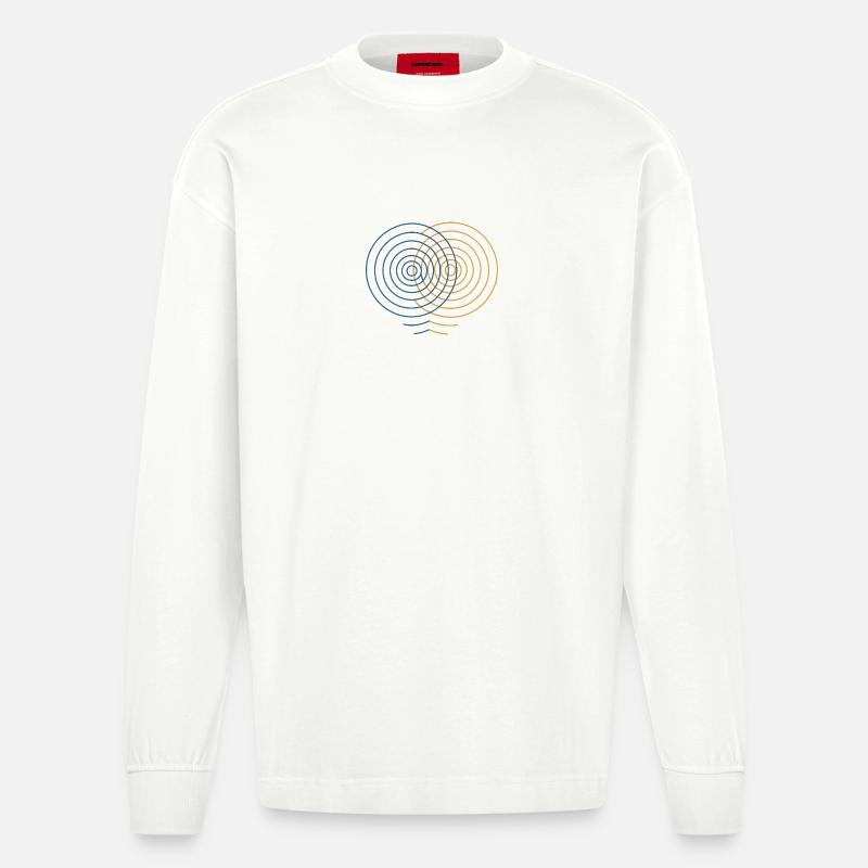 Concentric Interference – Physik Design - Heavyweight Oversized Organic Langarmshirt Made in EU - OFF WHITE