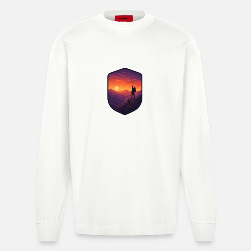 Sunset Ridge - Heavyweight Oversized Organic Langarmshirt Made in EU - OFF WHITE
