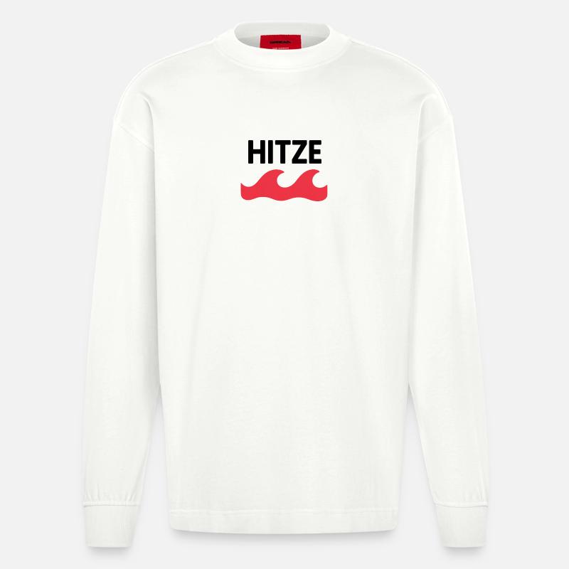 Hitzewelle – Sommer am Limit - Heavyweight Oversized Organic Langarmshirt Made in EU - OFF WHITE