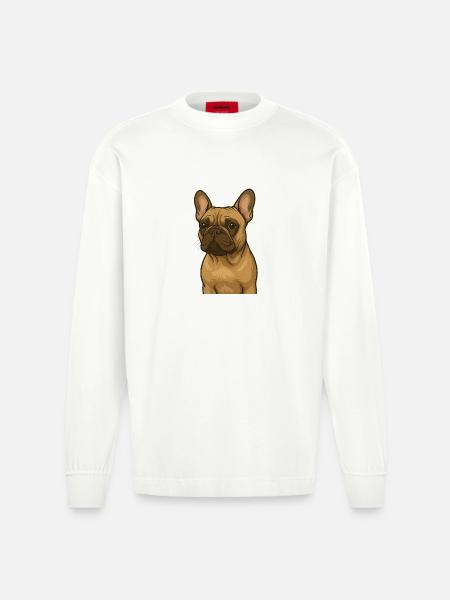 Frenchie in Love - Heavyweight Oversized Organic Langarmshirt Made in EU - OFF WHITE