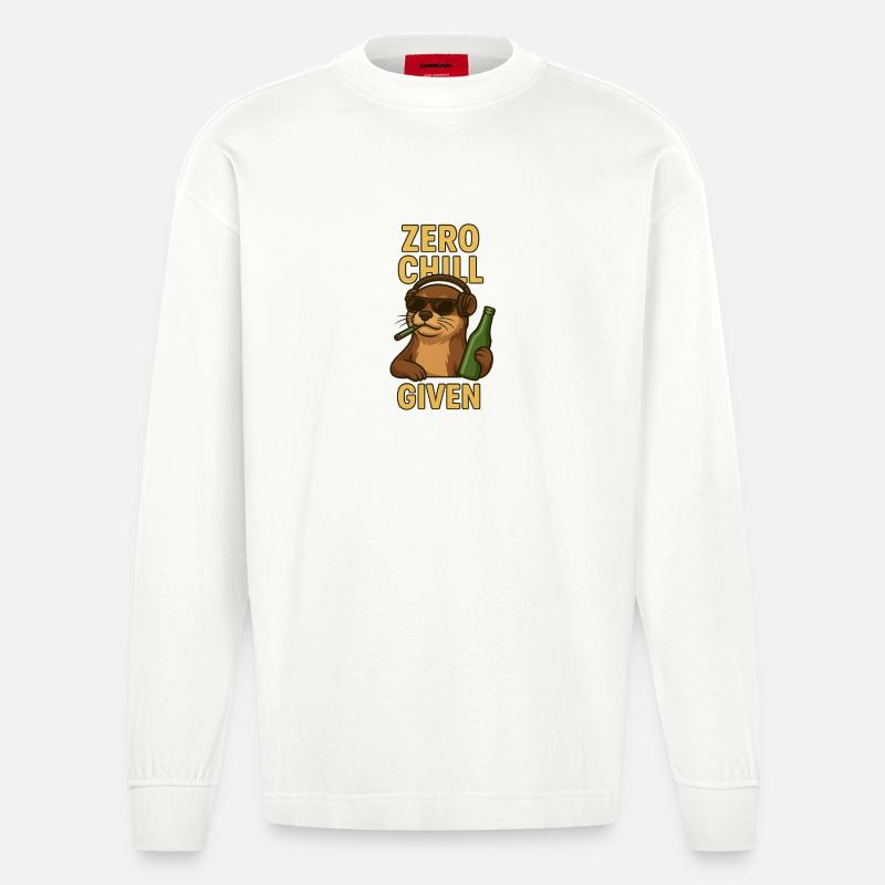 I Otter Be Left Alone - Heavyweight Oversized Organic Langarmshirt Made in EU - OFF WHITE