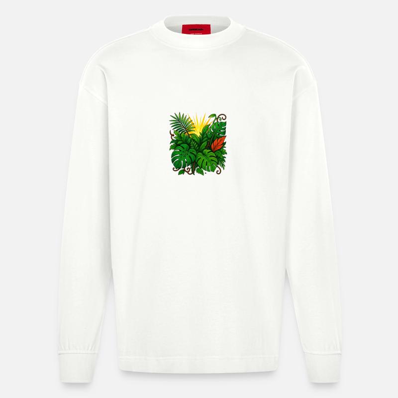 Sunbeam Jungle Burst - Heavyweight Oversized Organic Langarmshirt Made in EU - OFF WHITE