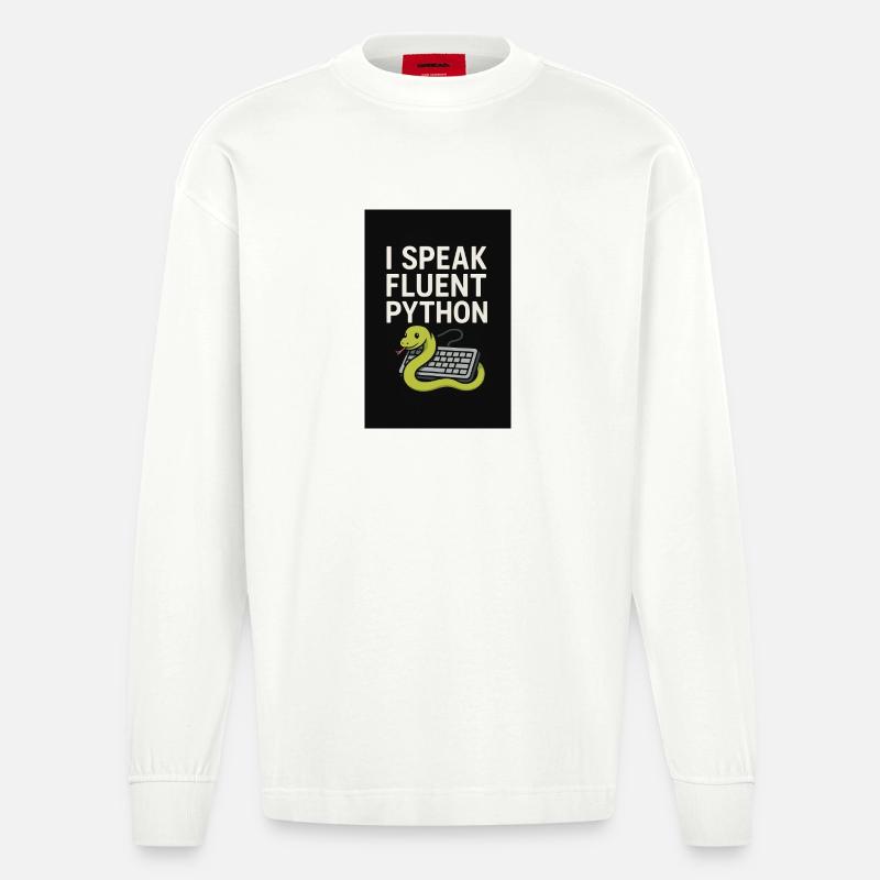 Python-Codierungsschlange - Heavyweight Oversized Organic Langarmshirt Made in EU - OFF WHITE