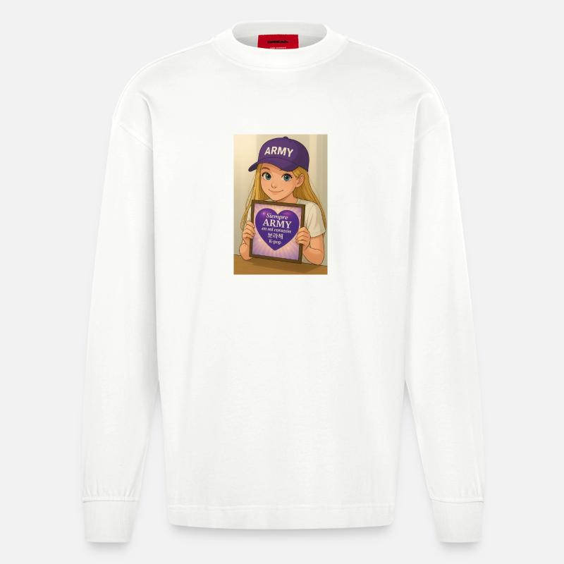 K-Pop-Fans der Armee - Heavyweight Oversized Organic Langarmshirt Made in EU - OFF WHITE