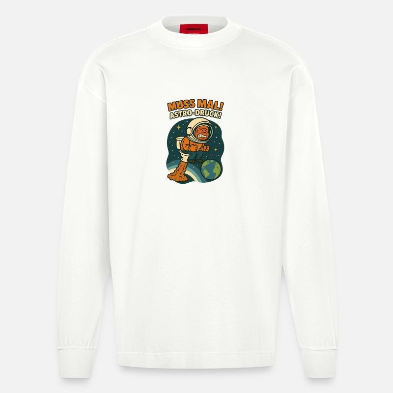 WC Muss Mal Astro Druck - Manches longues bio épais oversize fabriqué en UE - OFF WHITE